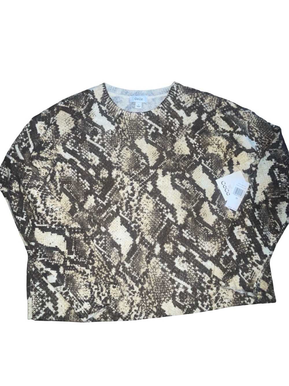 CeCe Snakeskin Python Print Crewneck Sweater - Size Medium - NWT - Picture 2 of 7